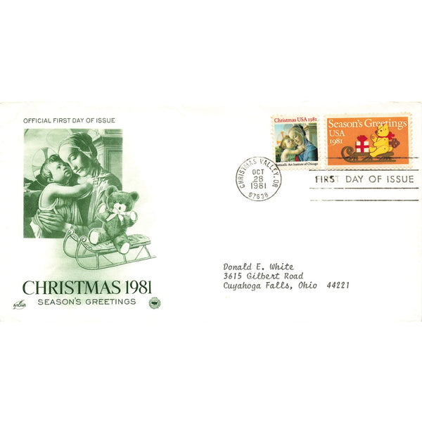 First Day Cover Christmas 1981 Season's Greetings Christmas Valley OR 1981