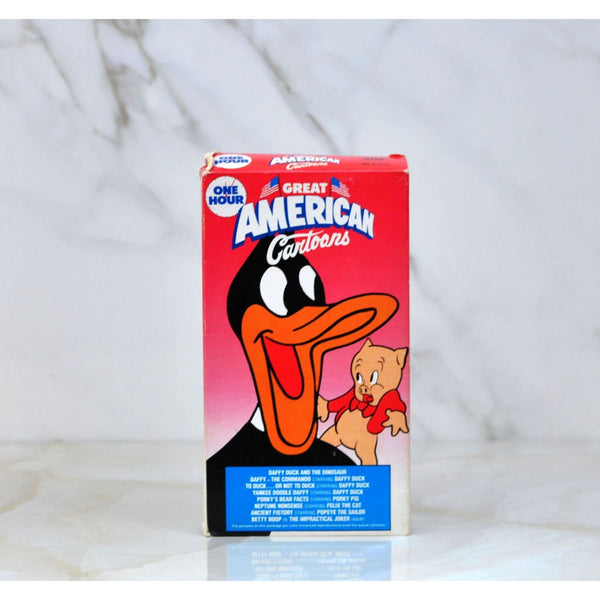 Vintage Great American Cartoons VHS Tape 1988 - Daffy Duck - Porky Pig - Felix The Cat - Popeye The Sailor - Betty Boop - Dinosaur