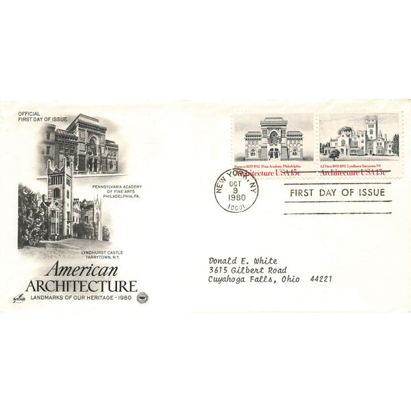 First Day Cover American Architecture New Your NY Oct 9 1980