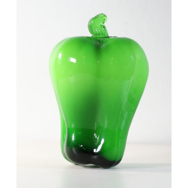 Vintage Hand Blown Bell Pepper 5” Vegetable Paperweight 1970s Studio Art Glass Decor