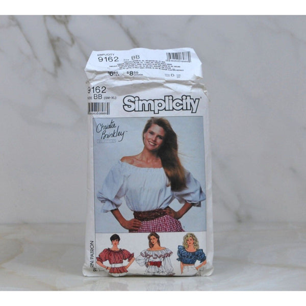 Vintage Simplicity Complete Cut Pattern 9162 1989 Christie Brinkley Collection Misses Draped Cowl Wedding Dress Cut To Large - Sewing