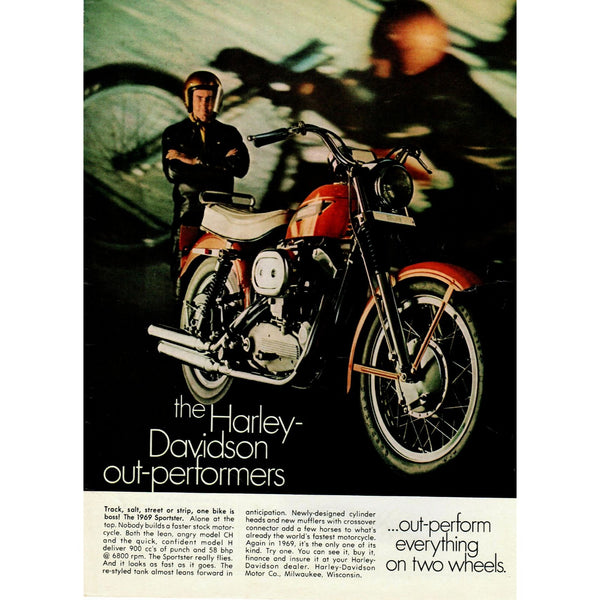 Vintage Magazine Ad 1960's Harley Davidson Original Magazine Advertisement