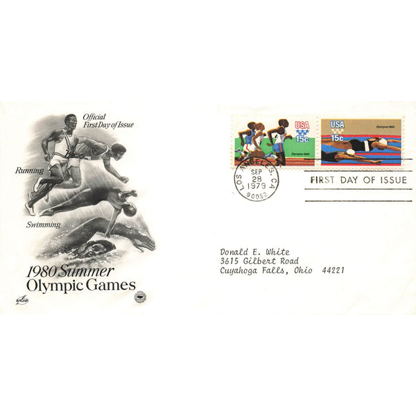 First Day Cover Honoring 1980 Summer Olympic Games Los Angeles CA Sept 28 1979