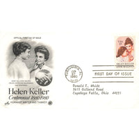 First Day Cover Helen Keller Centennial 1880-1980 Tuscumbia AL Jun 27 1980