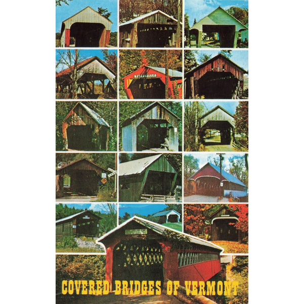 Postcard Covered Bridges of Vermont Vintage Chrome Unposted