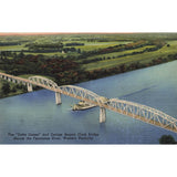 Postcard The Delta Queen and George Rogers Clark Bridge, Western Kentucky Linen Unposted 1930-1950