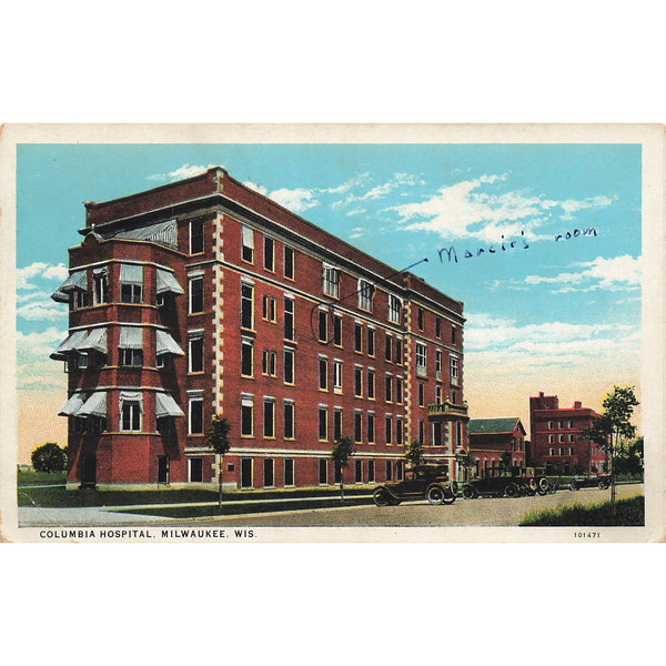 Postcard Columbia Hospital, Milwaukee, Wis White Border Unposted 1917-1929