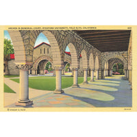 Postcard Arches In Memorial Court Stanford University Palo Alto California Linen Unposted 1930-1950