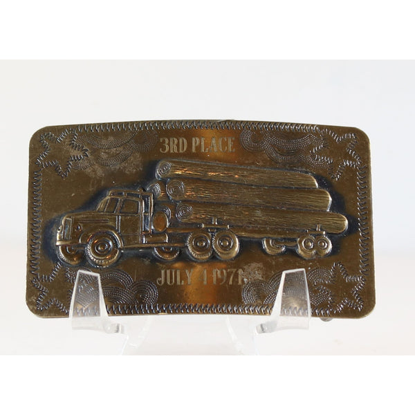 Third Place Logging Competition July 4, 1971 Solid Brass Belt Buckle