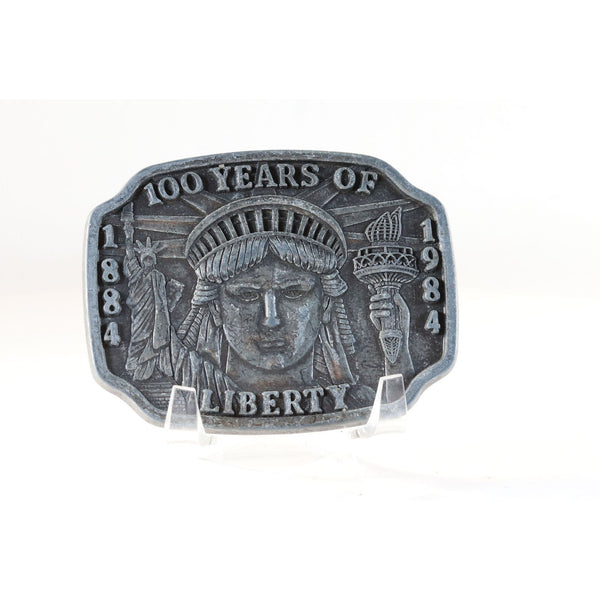 Belt Buckle 100 Years Of Liberty 1884-1984 Solid Metal Buckle 1984