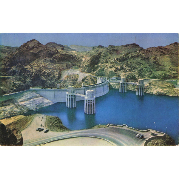 Postcard Upstream Face Of Hoover (Boulder) Dam Chrome Unposted 1939-1970s