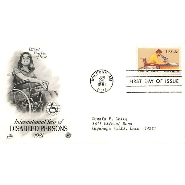 First Day Cover International Year Of Disabled Persons 1981 Disabled Doesn't Mean Unable