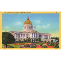 Postcard The City Hall, Civic Center, San Francisco, Calif Linen Unposted 1930-1950