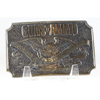 Vintage Belt Buckle Guns & Ammo Solid Brass Belt Buckle 1978