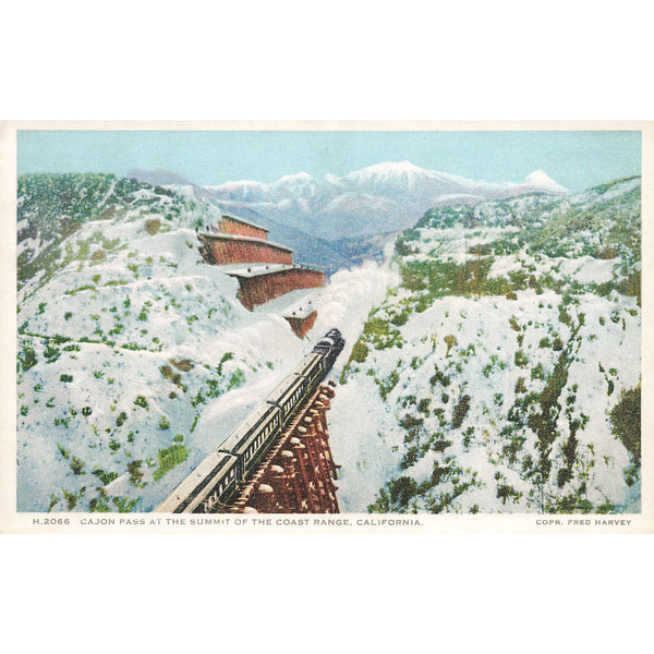 Postcard Cajon Pass At The Summit Of The Coast Range California COPR Fred Harvey Divided Back Unposted