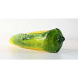 Vintage Hand Blown Corn On The Cobb 8” Vegetable Paperweight 1970s Studio Art Glass Decor