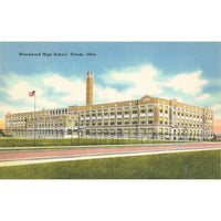 Postcard Woodward High School, Toledo, Ohio Vintage Linen Unposted 1930-1950