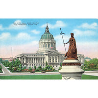 Postcard The City Hall, Civic Center, San Francisco, Calif. 16 Vintage Chrome Posted 1939-1970s