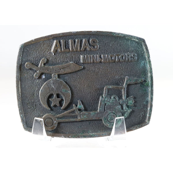 Belt Buckle Almas Mini-Motors Almas Shriners Washington DC Solid Brass Buckle Vintage