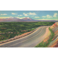 Postcard Top of Raton Pass, New Mexico -Colorado State Line Showing Spanish Peaks Vintage Linen Unposted 1930-1950