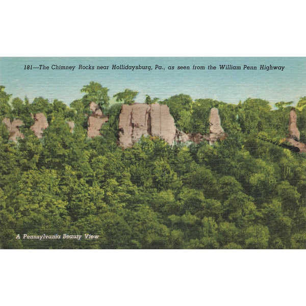 Postcard The Chimney Rocks near Hollidaysburg Pa Linen Unposted 1930-1950
