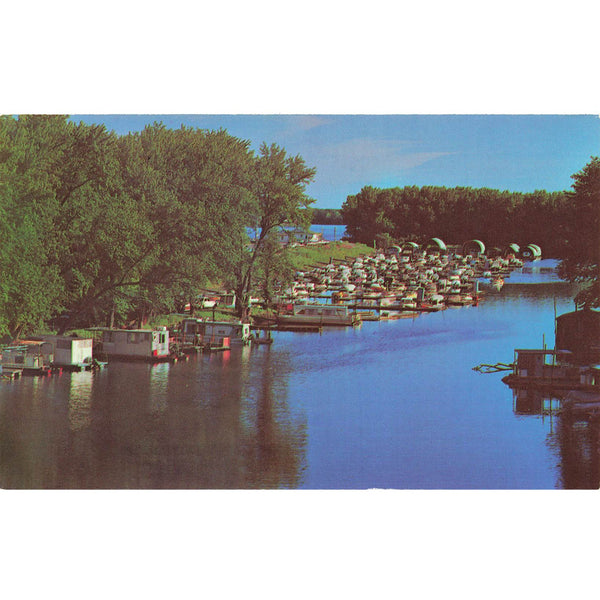 Postcard Boats - Mississippi Lagoon, La Crosse Wisconsin Vintage Chrome Unposted