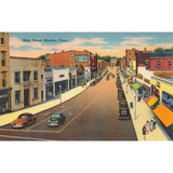 Postcard Main Street, Meriden, Conn Vintage Linen Unposted 1930-1950