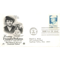 First Day Cover Honoring Frances Perkins Secretary Of Labor 1933-1945 Washington DC Apr 10 1980