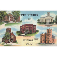 Postcard Churches of Hubbard, Ohio Vintage Linen Unposted 1930-1950