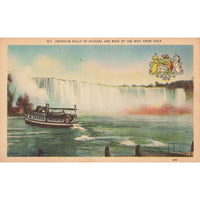 Postcard American Falls of Niagara and Maid of the Mist From Dock S-7 White Border Unposted 1917-1929