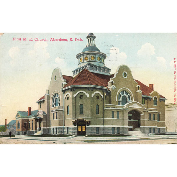 Postcard First M.E. Church, Aberdeen, S. Dak. Vintage Divided Back Posted 1911