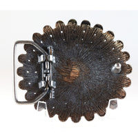 Belt Buckle Metal with Clear Rhinestones in Star Burst Pattern 1980s