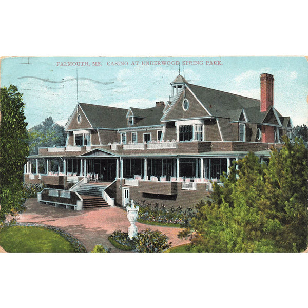 Postcard Falmouth, ME, Casino At Underwood Spring Park Divided Back Posted 1907