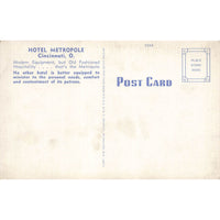 Postcard Hotel Metropole, Cincinnati, Ohio Vintage Linen Unposted 1930-1950