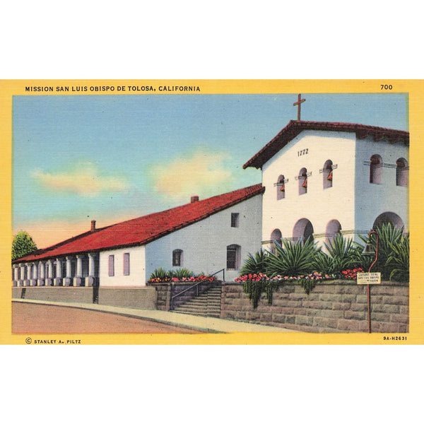 Postcard Mission San Luis Obispo De Tolosa, California Linen Unposted 1930-1950