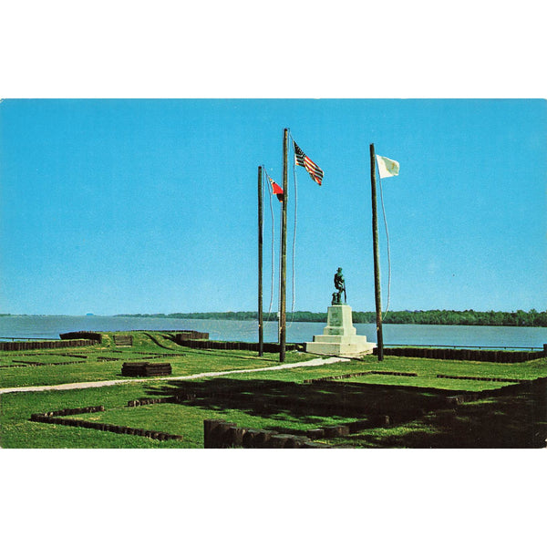 Postcard Fort Massac, Metropolis, Ill., Monument to George Rogers Clark Chrome