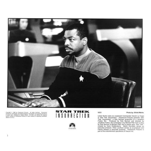 Photograph LeVar Burton Star Trek Insurrection 1998, Vintage 8x10 Black & White Promotional Photo, Star Photograph, Hollywood Décor