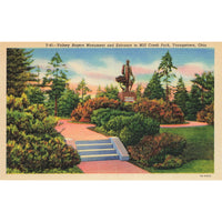 Postcard Volney Rogers Monument and Entrance to Mill Creek Park, Youngstown Ohio Y-41 Vintage Linen Unposted 1930-1950