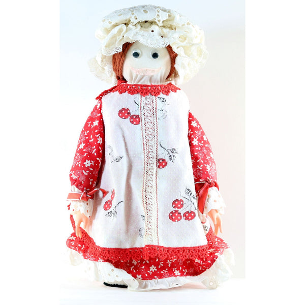 Strawberry Shortcake style Doll With Hat Handmade 12" Doll 1970s