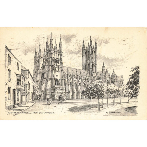 Postcard Canterbury Cathedral, South West Approach Vintage Posted 1964