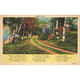 Postcard Memory Trail Poem Vintage Linen Unposted 1930-1950