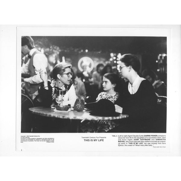 Photograph, Carrie Fisher, This Is My Life, 1992, 8x10 Black & White, Promotional Photo, Movie Star Photo, Hollywood Décor