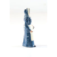 Barclay Type Vintage Lead Figure Woman In Blue Dress Carrying basket 1950s, 2.25" Tall