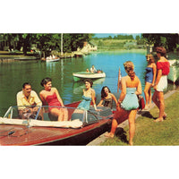 Postcard Lounging On a Teakwood Boat Vintage Chrome Unposted 1939-1970s