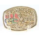 Belt Buckle USA Olympics 1988 Gold Tone USA Olympic Rings by B-K 1987