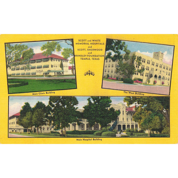 Postcard Scott and White Memorial Hospitals Temple Texas Linen Unposted
