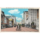 Postcard Broad St. Looking North from National State Bank, Newark, N.J. Vintage White Border Unposted 1917-1929