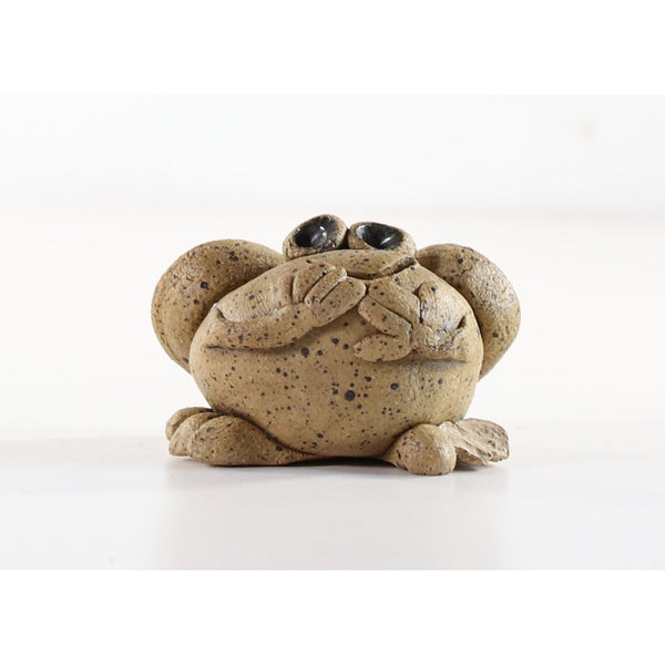 Vintage Pottery Clay Frog Smiling Figurine-One of a Kind