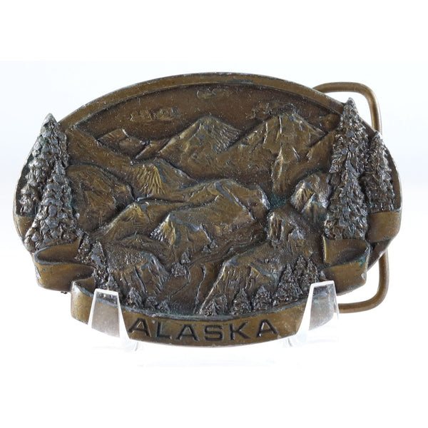 Alaska Belt Buckle Bergamot Brass Works Vintage Solid Metal Buckle 1978