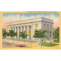 Postcard Open Air Post Office Fort Myers Fla City of Palms Vintage White Border Unposted 1917-1929